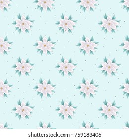 Holiday seamless pattern on light background. Christmas elements. Vector illustration.