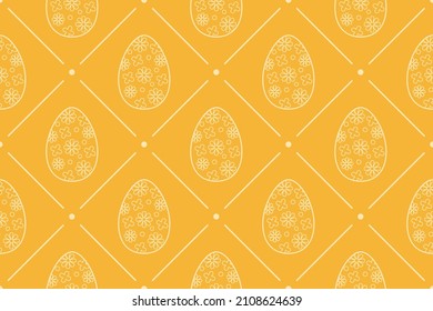 Holiday seamless pattern in orange color with Easter Eggs. Endless texture for web page, picnic tablecloth, wrapping paper. Pattern template in swatches panel.