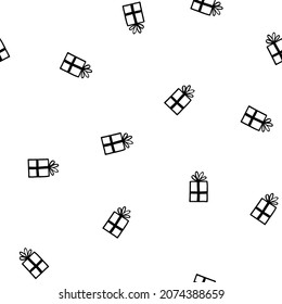 Holiday seamless pattern with present on white background. Vector illustration for Birthday, Merry Christmas, New year. Template design for invitation, poster, card, fabric, textile. Doodle style.