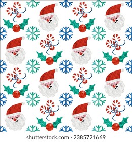 Patrón ininterrumpido de vacaciones con Santa Claus. Fondo de Navidad.