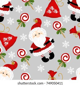 Holiday seamless pattern with Santa Claus. Christmas background.