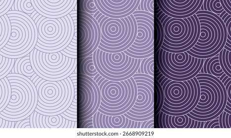 Holiday seamless pattern set with Christmas elements. Vector design with three color options for festive cards, packaging, and textile.