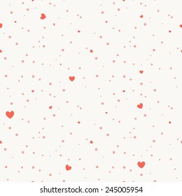 Holiday Seamless Pattern With Small Randomly Disposed Hearts. Monochrome Background For Valentine's Day. Vector Cute Texture