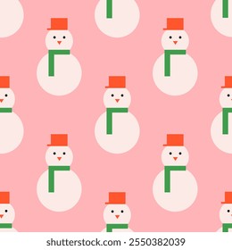 Holiday seamless pattern with snowmen. Vector flat modern background for christmas and new year