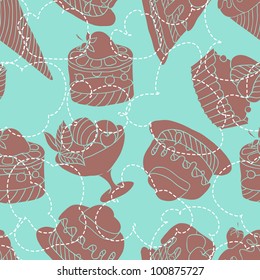 Holiday seamless pattern from sweet, cakes and acecream