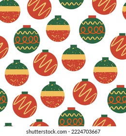 Patrón ininterrumpido de vacaciones con varios adornos de navidad. Fondo del vector