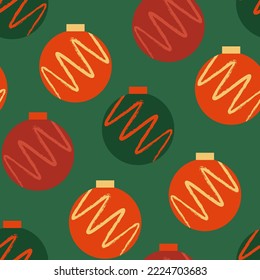 Holiday seamless pattern with various christmas ornaments. Vector background