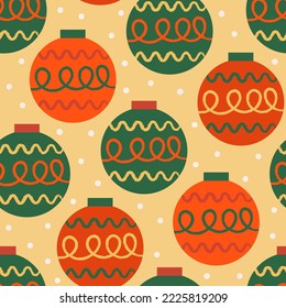 Patrón ininterrumpido de vacaciones con varios adornos de navidad. Fondo del vector