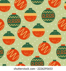 Holiday seamless pattern with various christmas ornaments. Vector background