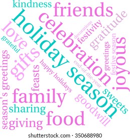Holiday Season word cloud on a white background. 