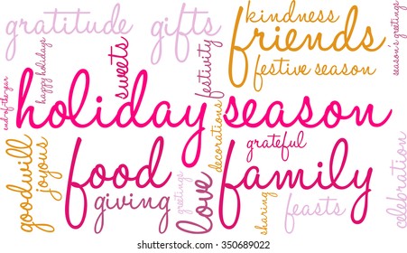 Holiday Season word cloud on a white background. 