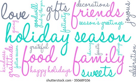 Holiday Season word cloud on a white background. 