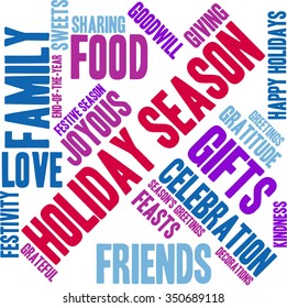 Holiday Season word cloud on a white background. 