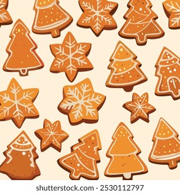 Holiday seasonal ginger cookies pattern.