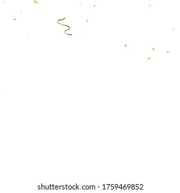 Holiday Serpentine. Gold Foil Streamers Ribbons. Confetti Star Falling on White Background. Party, Birthday Vector Template. Sparkle Serpentine. Celebration Elements. Bright Festive Tinsel Gold Color.