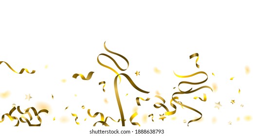 Holiday Serpentine. Gold Foil Streamers Ribbons.