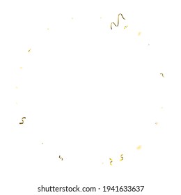 Holiday Serpentine. Gold Foil Streamers Ribbons. Confetti Star Falling on White Background. Party, Birthday Vector Template. Sparkle Serpentine. Celebration Elements. Bright Festive Tinsel Gold Color.