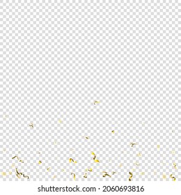 Holiday Serpentine. Gold Foil Streamers Ribbons. Confetti Star Falling on Transparent Background. Party, Birthday Vector Template. Sparkle Serpentine. Celebration Elements. Bright Gold Festive Tinsel.