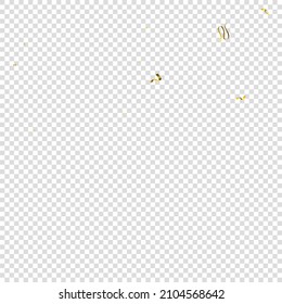 Holiday Serpentine. Gold Foil Streamers Ribbons. Confetti Star Falling on Transparent Background. Party, Birthday Vector Template. Sparkle Serpentine. Celebration Elements. Bright Gold Festive Tinsel.