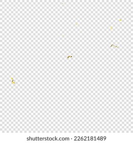 Holiday Serpentine. Gold Foil Streamers Ribbons. Confetti Star Falling on Transparent Background. Party, Birthday Vector Template. Sparkle Serpentine. Celebration Elements. Bright Gold Festive Tinsel.