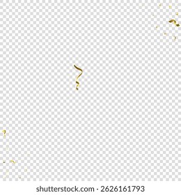 Holiday Serpentine. Gold Foil Streamers Ribbons. Confetti Star Falling on Transparent Background. Party, Birthday Vector Template. Sparkle Serpentine. Celebration Elements. Bright Gold Festive Tinsel.