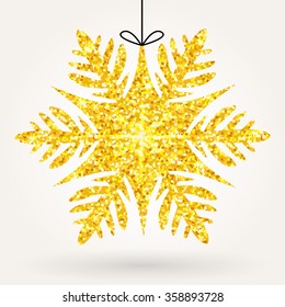 Holiday shiny glitter snowflake. Vector design for banners, vouchers, gift cards, banners.