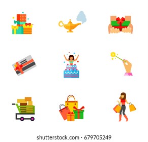 Holiday shopping icon set