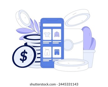 Holiday shopping people doing e-commerce online shopping flat vector concept operation hand drawn illustration
