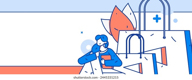 Holiday shopping people doing e-commerce online shopping flat vector concept operation hand drawn illustration
