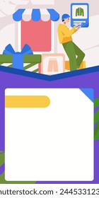 Holiday shopping people doing e-commerce online shopping flat vector concept operation hand drawn illustration
