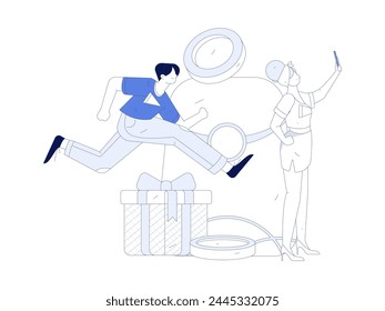 Holiday shopping people doing e-commerce online shopping flat vector concept operation hand drawn illustration
