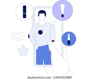 Holiday shopping people doing e-commerce online shopping flat vector concept operation hand drawn illustration
