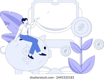 Holiday shopping people doing e-commerce online shopping flat vector concept operation hand drawn illustration
