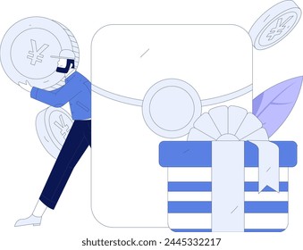 Holiday shopping people doing e-commerce online shopping flat vector concept operation hand drawn illustration
