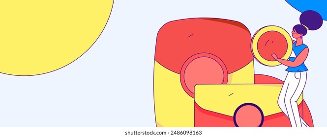 Holiday shopping people doing e-commerce online shopping flat vector concept operation hand drawn illustration
