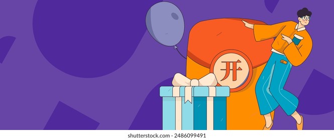 Holiday shopping people doing e-commerce online shopping flat vector concept operation hand drawn illustration

