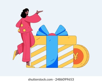 Holiday shopping people doing e-commerce online shopping flat vector concept operation hand drawn illustration
