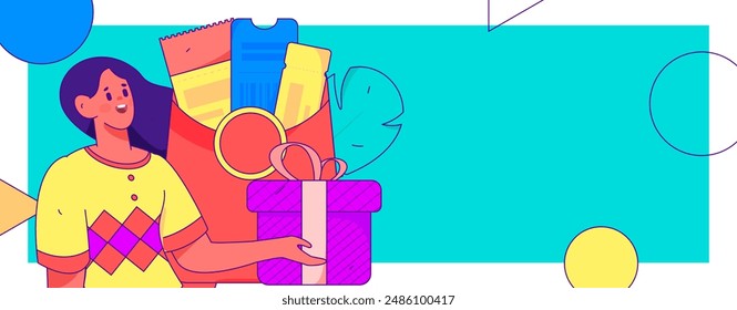 Holiday shopping people doing e-commerce online shopping flat vector concept operation hand drawn illustration
