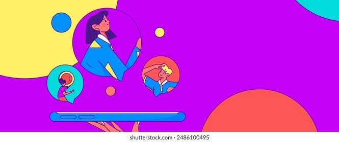 Holiday shopping people doing e-commerce online shopping flat vector concept operation hand drawn illustration
