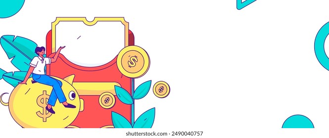 Holiday shopping people doing e-commerce online shopping flat vector concept operation hand drawn illustration
