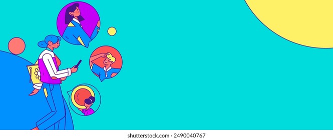 Holiday shopping people doing e-commerce online shopping flat vector concept operation hand drawn illustration

