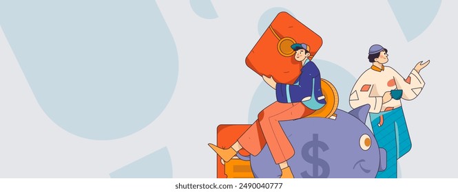 Holiday shopping people doing e-commerce online shopping flat vector concept operation hand drawn illustration
