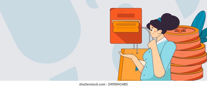Holiday shopping people doing e-commerce online shopping flat vector concept operation hand drawn illustration
