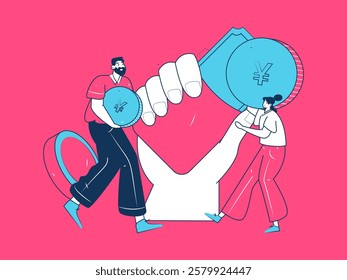 Holiday shopping people doing e-commerce online shopping flat vector concept operation hand drawn illustration

