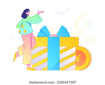 Holiday shopping people doing e-commerce online shopping flat vector concept operation hand drawn illustration