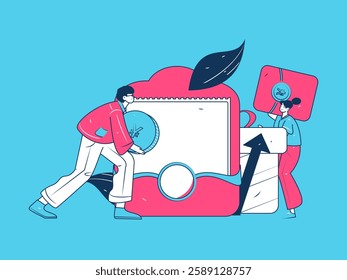 Holiday shopping people doing e-commerce online shopping flat vector concept operation hand drawn illustration
