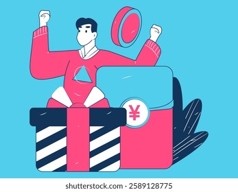 Holiday shopping people doing e-commerce online shopping flat vector concept operation hand drawn illustration

