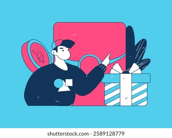 Holiday shopping people doing e-commerce online shopping flat vector concept operation hand drawn illustration

