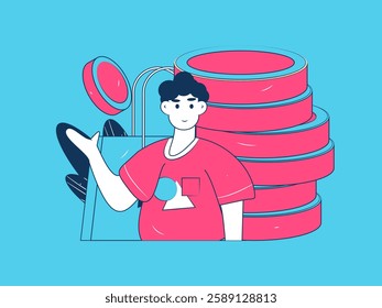 Holiday shopping people doing e-commerce online shopping flat vector concept operation hand drawn illustration
