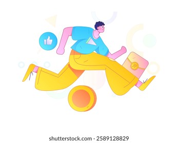 Holiday shopping people doing e-commerce online shopping flat vector concept operation hand drawn illustration
